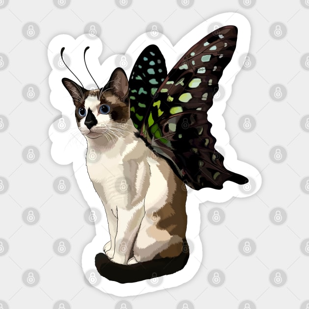 Seal Point Snowshoe Siamese Tailed Jay Flitter Kitty Sticker by CarleahUnique